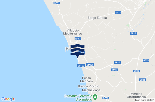 Mappa delle maree di Vittoria, Italy
