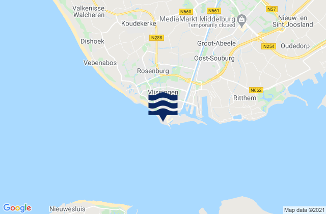 Mappa delle maree di Vlissingen, Netherlands