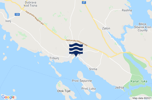 Mappa delle maree di Vodice, Croatia