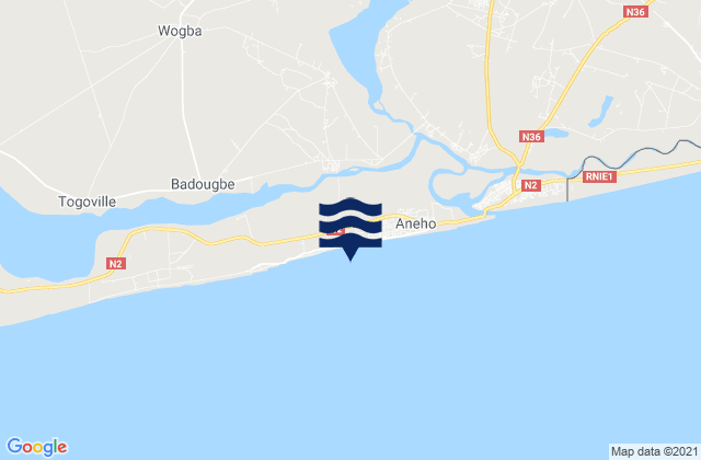 Mappa delle maree di Vogan, Togo