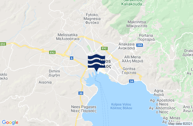 Mappa delle maree di Volos, Greece