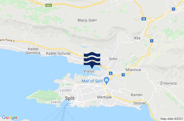 Mappa delle maree di Vranjic, Croatia