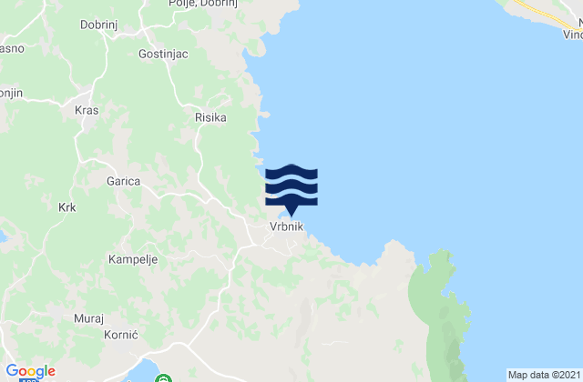 Mappa delle maree di Vrbnik, Croatia
