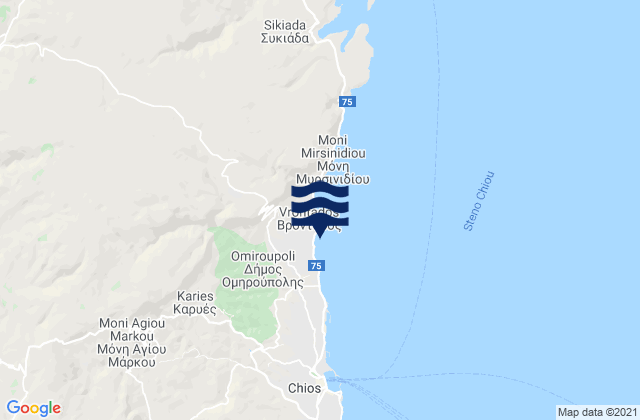 Mappa delle maree di Vrontádos, Greece