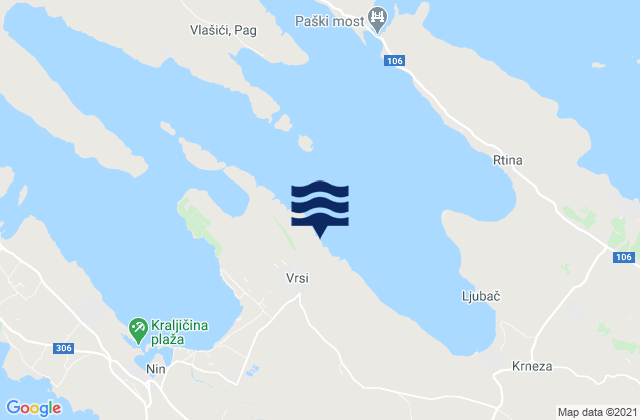 Mappa delle maree di Vrsi, Croatia