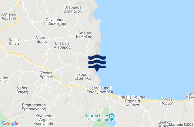 Mappa delle maree di Vrýses, Greece