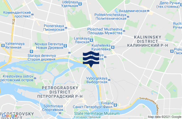 Mappa delle maree di Vyborgskiy Rayon, Russia