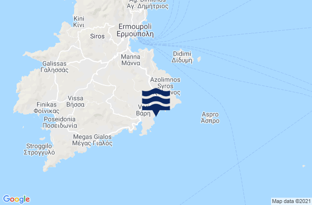 Mappa delle maree di Vári, Greece