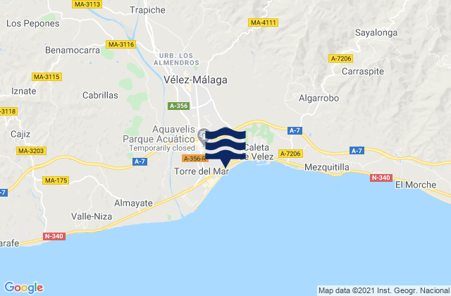 Mappa delle maree di Vélez-Málaga, Spain
