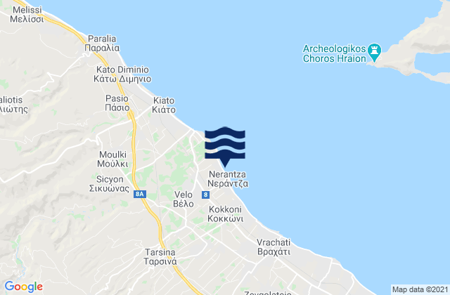Mappa delle maree di Vélo, Greece
