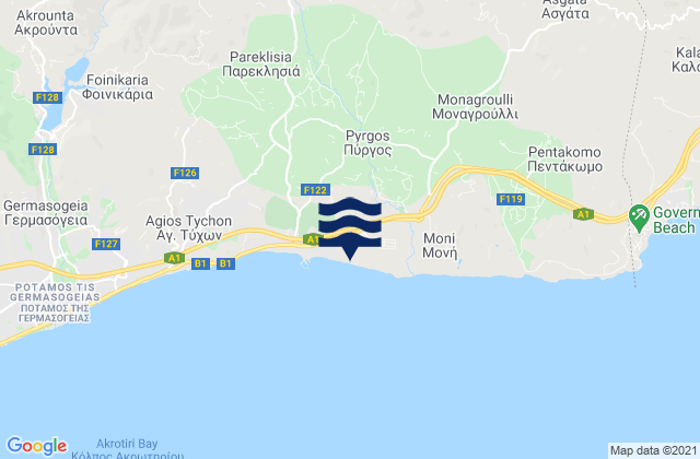 Mappa delle maree di Víkla, Cyprus