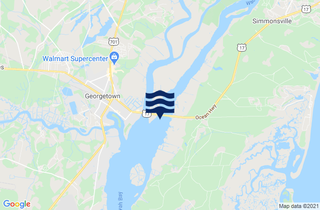 Mappa delle maree di Waccamaw River Entrance, United States