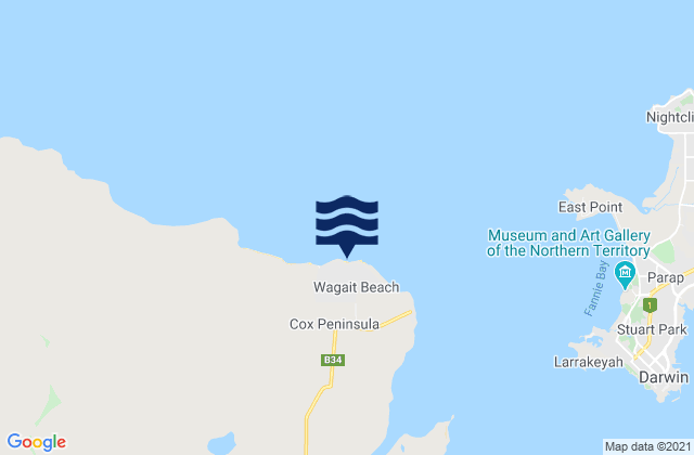 Mappa delle maree di Wagait Beach, Australia