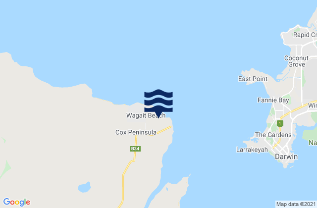 Mappa delle maree di Wagait, Australia