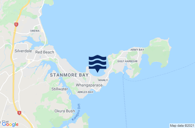Mappa delle maree di Waiau Bay, New Zealand