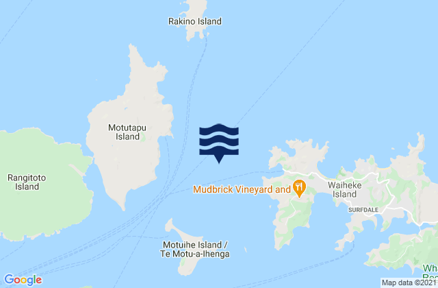 Mappa delle maree di Waiheke Island, New Zealand