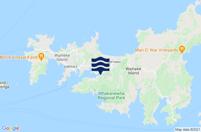 Mappa delle maree di Waiheke Island Oneroa Beach, New Zealand