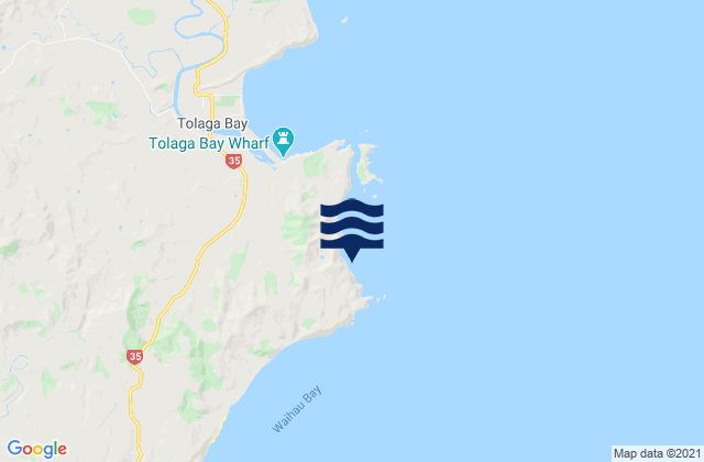 Mappa delle maree di Waihi Beach, New Zealand