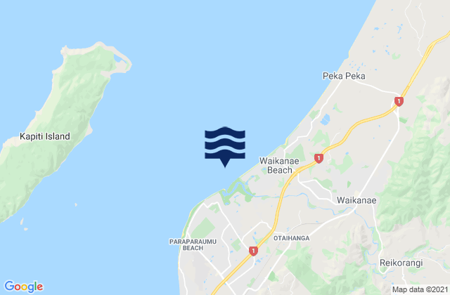 Mappa delle maree di Waikanae River Entrance, New Zealand