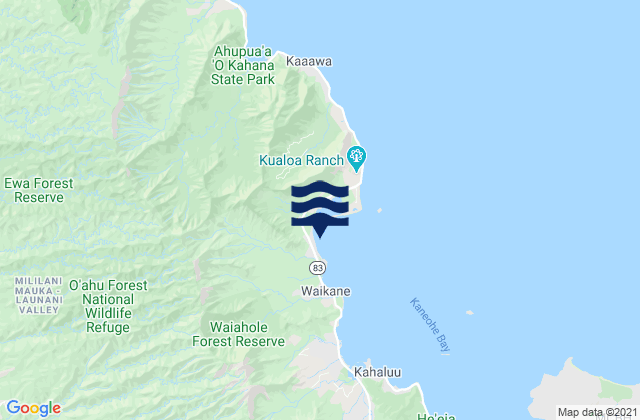 Mappa delle maree di Waikane (Kaneohe Bay), United States