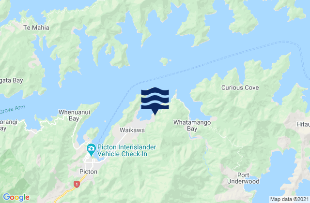 Mappa delle maree di Waikawa Bay, New Zealand