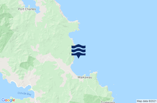 Mappa delle maree di Waikawau Bay, New Zealand