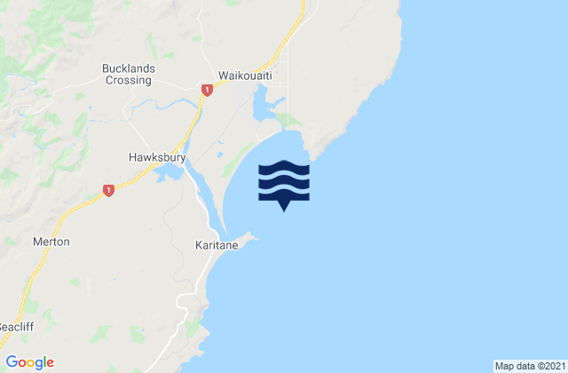 Mappa delle maree di Waikouaiti Bay, New Zealand