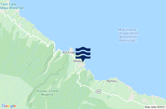 Mappa delle maree di Wailua, United States
