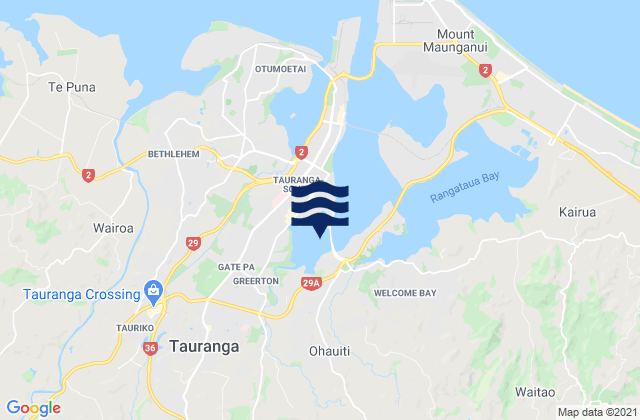 Mappa delle maree di Waimapu Estuary, New Zealand