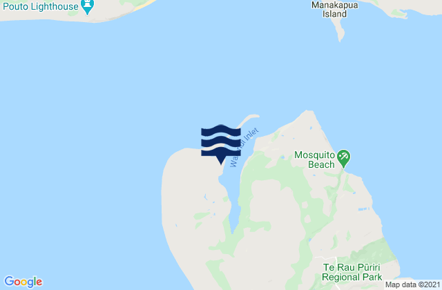 Mappa delle maree di Waionui Inlet, New Zealand