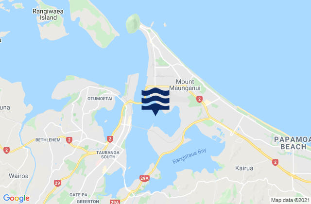 Mappa delle maree di Waipu Bay, New Zealand