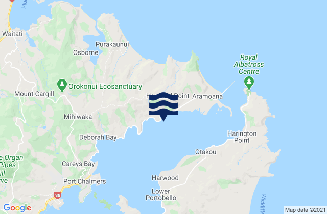 Mappa delle maree di Waipuna Bay, New Zealand