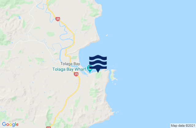 Mappa delle maree di Wairere Beach, New Zealand
