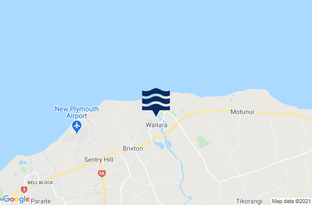 Mappa delle maree di Waitara, New Zealand