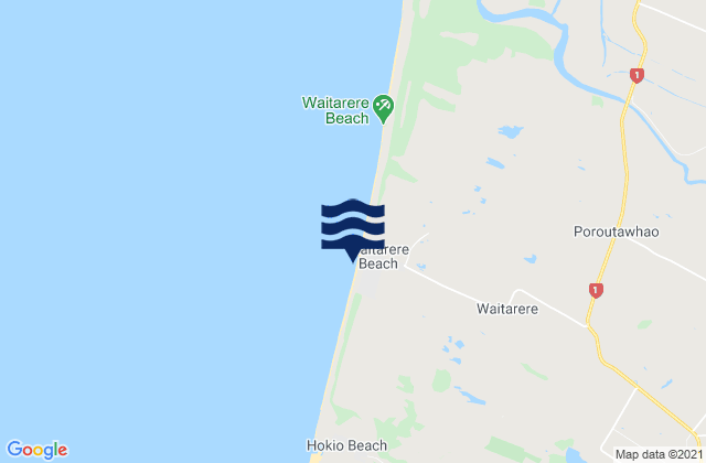 Mappa delle maree di Waitarere Beach, New Zealand