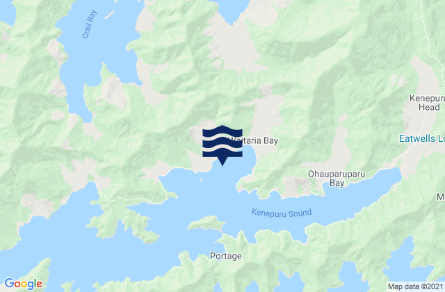 Mappa delle maree di Waitaria Bay, New Zealand