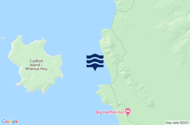 Mappa delle maree di Waituna Bay, New Zealand