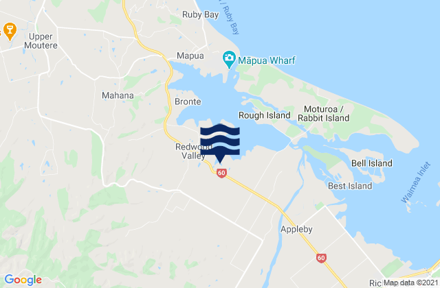 Mappa delle maree di Wakefield, New Zealand