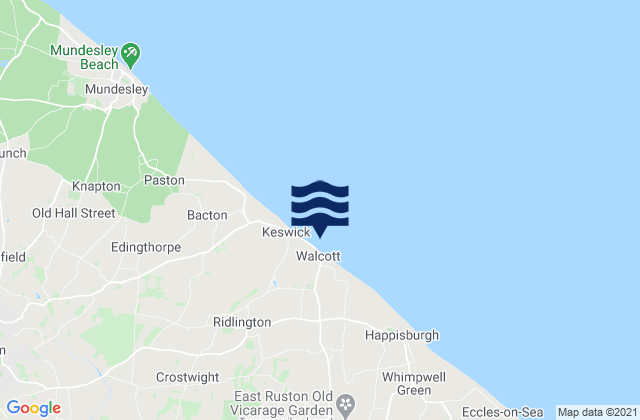 Mappa delle maree di Walcott Beach, United Kingdom