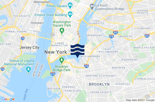 Mappa delle maree di Wallabout Bay Brooklyn Navy Yard, United States