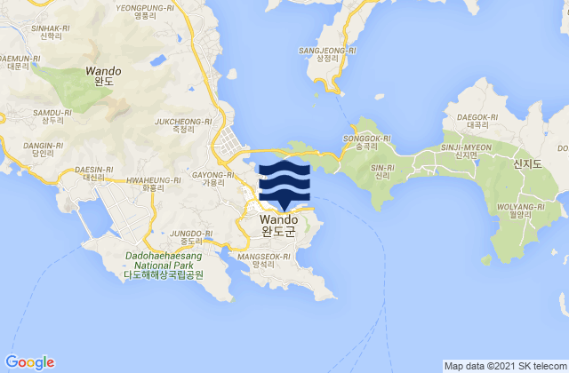 Mappa delle maree di Wan Do, South Korea