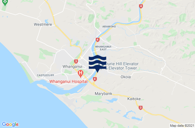 Mappa delle maree di Wanganui District, New Zealand