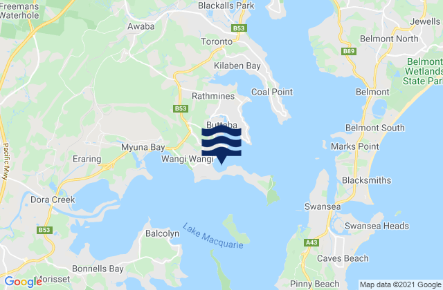 Mappa delle maree di Wangi Wangi Bay, Australia