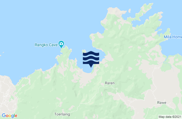 Mappa delle maree di Wangkung, Indonesia