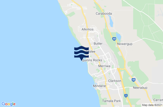 Mappa delle maree di Wanneroo, Australia