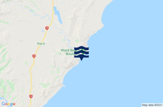 Mappa delle maree di Ward Beach, New Zealand