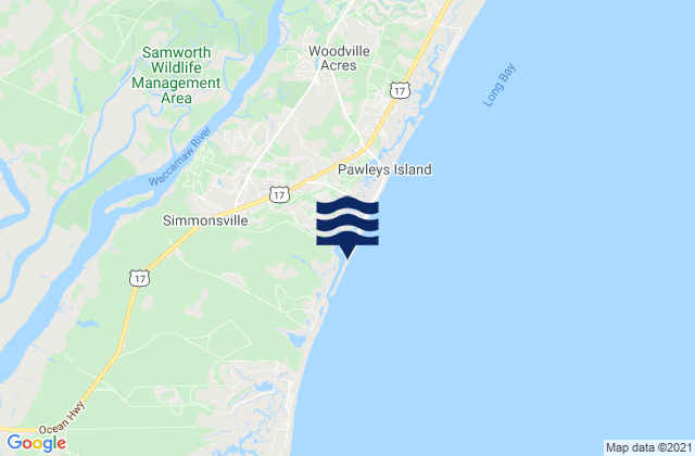 Mappa delle maree di Wards Dock Pawleys Inlet, United States