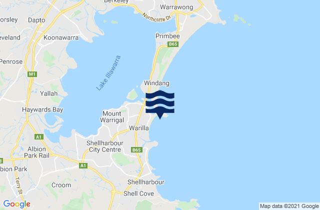 Mappa delle maree di Warilla Beach, Australia