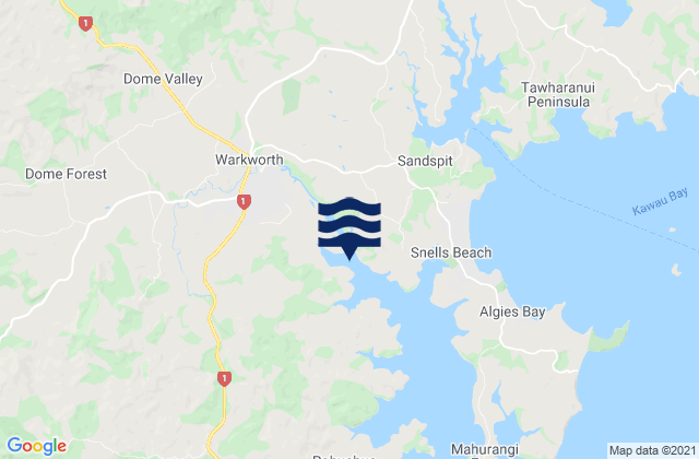 Mappa delle maree di Warkworth, New Zealand