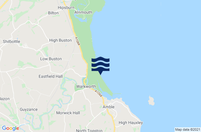 Mappa delle maree di Warkworth Beach, United Kingdom